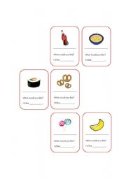 English Worksheet: Food & Quantifiers_Some, a, an_ Cards game