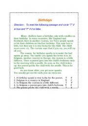 English Worksheet: birthday