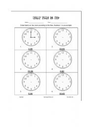 English worksheet: clocks