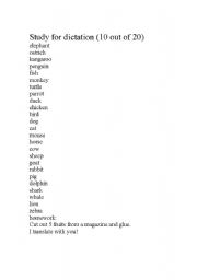 English Worksheet: fruits (study for dictation)