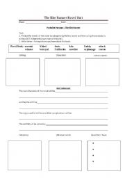 English worksheet: the kite runner work sheet