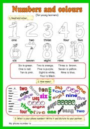 NUMBERS AND COLOURS. 4 PAGES (12 ACTIVITIES)