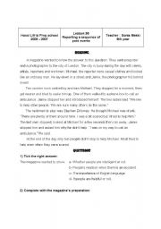 English Worksheet: Lesson 36 Reporting a sequence of past events 9th year