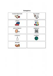 English Worksheet: Categories match pictures with words