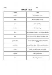 English worksheet: family tree