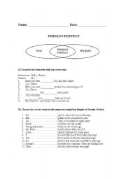 English worksheet: Present Perfect v/s Past Simple