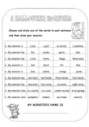 English Worksheet: A Halloween monster