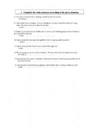 English Worksheet: exercises for wish future