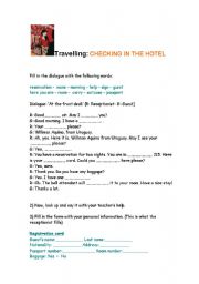 English Worksheet: CHECKING IN THE HOTEL