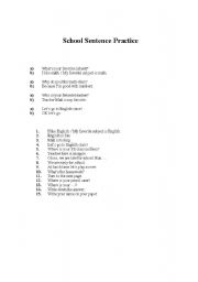 English worksheet: School Sentence Work
