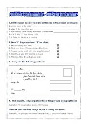 English Worksheet: Present Continuous-Present and Future