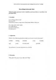 English worksheet: A place you know well