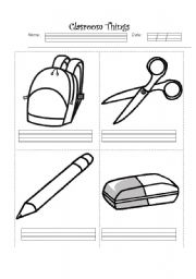 English Worksheet: clasroom things