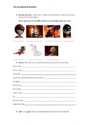 English Worksheet: Can and Cant with The Incredibles