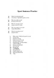 English worksheet: Sports Sentence Work!!!