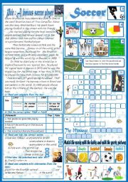 Soccer: Reading Comprehension+ A crossword Game+ A  matching Task (+Key)