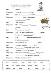 sample dialogues printable worksheets conversation Shopping