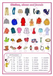 Clothes, shoes, jewels elementary (editable)