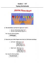 English worksheet: Home Row Keys
