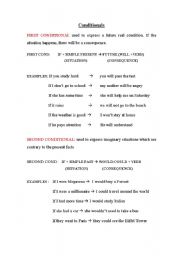 English Worksheet: First and second conditional explanation