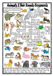 Animals and Their Sounds Crosswords