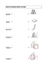 English worksheet: things in a classroom