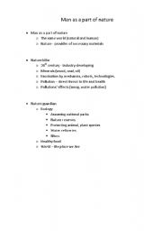 English Worksheet: Man as a part of Nature