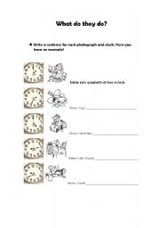 English worksheet: Hours and present simple