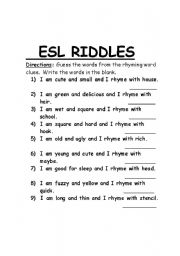 Easy ESL Riddles for Kids - ESL worksheet by mikey-chan