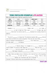 English Worksheet: tjhe potato people - setting