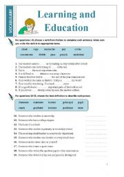 English Worksheet: Vocabulary: LEARNING AND EDUCATION