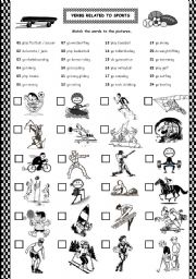 English Worksheet: VERBS RELATED TO SPORTS - ACTION VERBS - GO, PLAY & DO