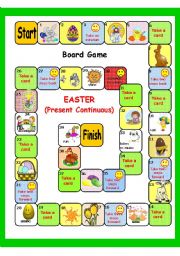 EASTER plus Present Continuous BOARD GAME + key (3 pages)