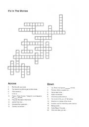 English worksheet: Its in the Movies crossword puzzle