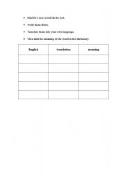 English Worksheet: Word sheet