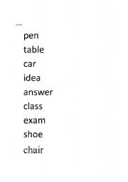 English worksheet: Count & Non-Count Nouns List