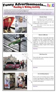 14 FUNNY ADVERTISEMENTS - ( 5 pages - Part 3 of 3) - Writing + Describing Pictures -  5 Activities