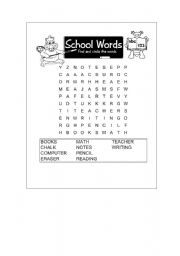 English Worksheet: Shool Words