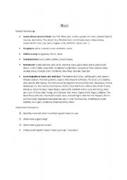 Music worksheets