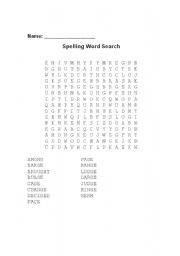 English worksheet: Words ending in -ge and -dge word search