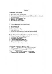 English Worksheet: Articles and imperatives 