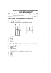 English worksheet: Science test for secondary students