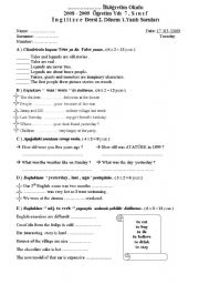 English Worksheet: 7th classes exam