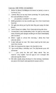 English Worksheet: tense sequence