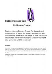 Bottle message from Robinson Crusoe