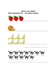 English worksheet: colours and numbers
