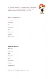 English worksheet: My personal information