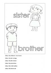 English Worksheet: Family and colours