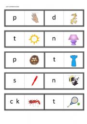 English Worksheet: Last letter sounds dominoes for use with Jolly Phonics book 2.