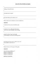 English Worksheet: All out of Love